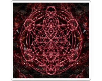 Gothic Home Decor | Crimson Sacred Geometry |  Ankh of Becoming: Crimson Heart | Premium Kiss-Cut Vinyl Sticker