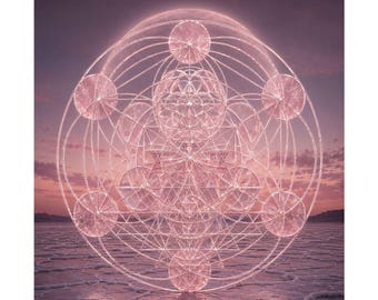 Crystal Wall Art | Pink Rose Quartz Sacred Geometry |  Ankh of Becoming: Rose Quartz Embrace | Edition V