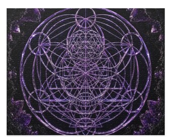 Heksenachtige decoratie | Paarse amethist heilige geometrie | Ankh van het worden: Amethist Ascensie | Premium puzzel