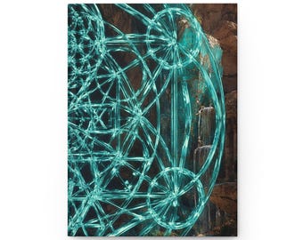 Zen Muurkunst | Heilige Geometrie met Blauwe Kristallen | Ankh van Wording: Azuurblauwe Oase | Hardcover Dagboek