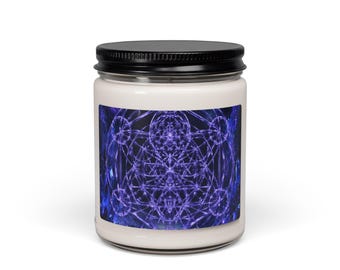 Hemelse Decoratie | Paarse Psychedelische Heilige Geometrie | Ankh van Wording: Violette Kosmos | Premium Geurende Sojakaars