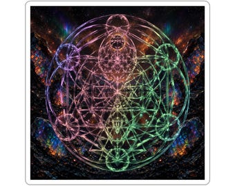 Celestial Decor | Iridescent Psychedelic Sacred Geometry |  Ankh of Becoming: Opaline Genesis | Premium Kiss-Cut Vinyl Sticker