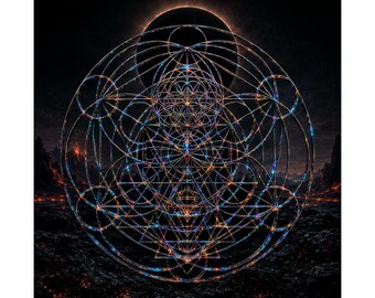 Gothic Home Decor | Black Obsidian Sacred Geometry |  Ankh of Becoming: Obsidian Veil | Edition IV