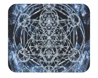 Zen Muurdecoratie | Diamant Heilige Geometrie | Ankh van Wording: Diamant Transcendentie | Premium Stoffen Muismat