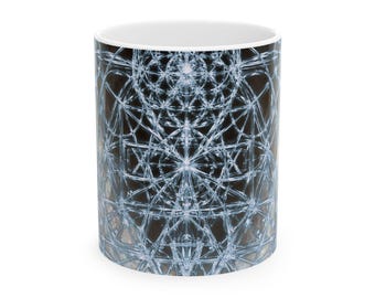 Zen Wall Art | Pearlescent Sacred Geometry |  Ankh of Becoming: Pearl Reverie | Ceramic Mug