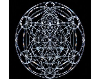 Zen Wall Art | Clear Quartz Sacred Geometry | Ankh of Becoming: Clear Quartz Revelation | Edition I