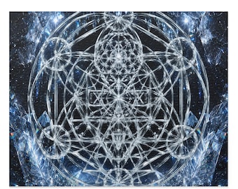 Zen Muurdecoratie | Diamant Heilige Geometrie | Ankh van Wording: Diamant Transcendentie | Premium Puzzel