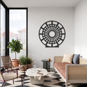 Geometric Circle Metal Wall Art, Art Deco Sunburst Decor, Radial Pattern Art, Symmetrical Design, Modern Abstract Gifts, Mandala Wall Accent