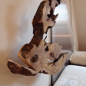 Unique Handmade Wood Sculpture Decoration Wall Art - Wooden Lurid fish statue from root of mulberry tree