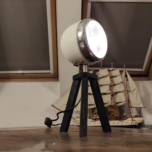 Handmade Industrial Lamp from Old Bulgarian Forklift Headlight Vintage Motorcar Front Light Edison Desk Lamp Light decor Unique Table Light