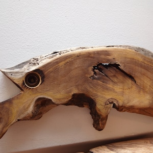 Unique Handmade Wood Sculpture Decoration Wall Art - Wooden Rooster fish statue from root of mulberry tree