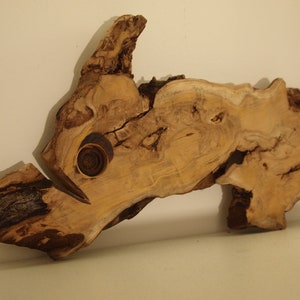 Unique Handmade Wood Sculpture Decoration Wall Art - Wooden Goat fish statue from root of mulberry tree