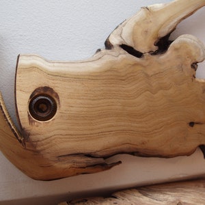 Unique Handmade Wood Sculpture Decoration Wall Art - Wooden Smooth fish statue from root of mulberry tree
