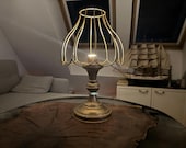 Elegant Vintage Skeleton Table Lamp with Open Metal Shade Classic Retro Style Desk Lamp Vintage Cabinet &quot;Empty Lamp&quot; Rewired Old Flat Light