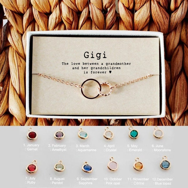 Gigi Bracelet with Birthstone • Granny Gift • Gift For Grandma from grandchildren • Mother's Day Gift • 04-Br-Gigi