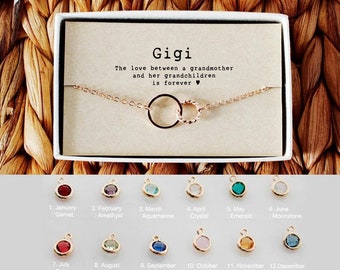 Gigi Bracelet with Birthstone • Granny Gift • Gift For Grandma from grandchildren • Mother's Day Gift • 04-Br-Gigi