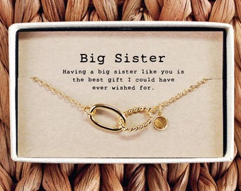 Big Sister Necklace, Sister Jewelry, Big Sis Birthday gift, Sister christmas gift, Sister Birthstone Necklace