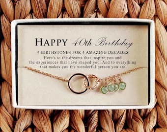 40th Birthday gifts for women, 40th 50th 60th 70th 80th Birthday necklace, 40th Birthday Gift Idea, birthstone necklace