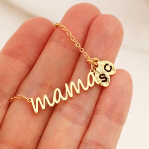 mama necklace • leaf initial charm necklace • Mother's Day Gift • mama