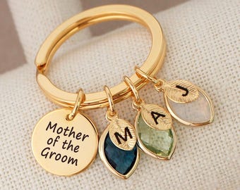Mother of the Groom keychain, Birthstone keychain for Mother of the Groom, Personalized Mother of the Groom gift, mothers day gift
