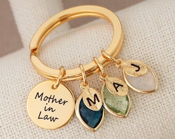 Mother in Law keychain, Personalized Mothers Gift, Birthstone keychain for Mother in Law, Mother in Law Birthday gift, mothers day gift
