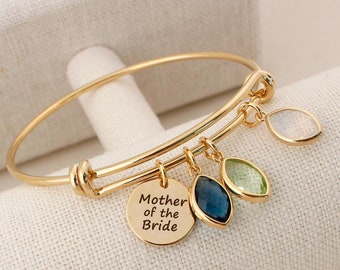 Mother of the Bride bracelet with birthstones, mother of the bride gift, Personalized Gift for Wedding, Mother of the Bride