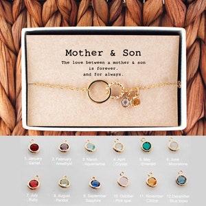 Mother and Son Necklace • Mothers day birthstone Necklace • Mother Son Gift • Mother Son Jewelry • 04-Ne-Mother & Son
