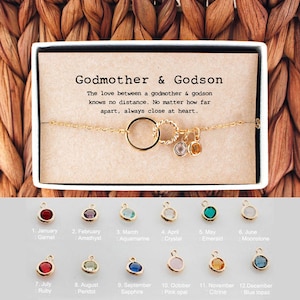 Godmother and Godson Bracelet • Godmother Birthstone Bracelet • Godson Mothers day Gift • 04-Br-Godmother & Godson