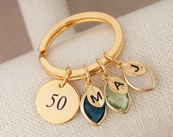 50th Birthday gifts for women, 50th Birthday keychain, Personalized 50th Birthday Gift Idea, 50th Birthstone keychain, 50th Birthday charm