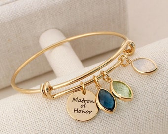 Matron of Honor Bracelet, Bridesmaid Gift, Custom Bracelet for Bridesmaid, Matron of Honor jewelry, Matron of Honor gift