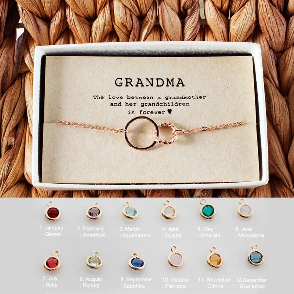 Grandma Bracelet • Grandma Birthstone Bracelet • Mother's Day Gift • Birthstone Bracelet For Grandma • 04-Br-Grandma