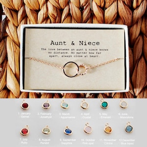 Aunt Niece Necklace, Aunt Niece Gift, Aunt Niece Jewelry, Birthstone Necklace for Aunt, Tia Necklace • 04-Ne-Aunt & Niece