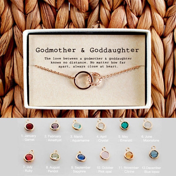 Godmother and Goddaughter Bracelet • Godmother Birthstone Bracelet • Goddaughter Christmas Gift • 04-Br-Godmother & Goddaughter