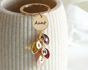 Aunt keychain with Birthstone, keychain for Aunt, Auntie Gifts, Mothers Day Gift for Aunt, Aunt birthday gift, Aunt Christmas gift