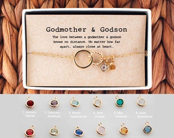 Godmother and Godson Bracelet • Godmother Birthstone Bracelet • Godson Mothers day Gift • 04-Br-Godmother & Godson