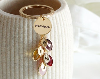 mama Keychain personalized Birthstone keychain Mothers Day Gift mother birthday gift Family tree keychain Grandma Gift