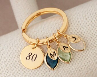 80th Birthday gifts for women, 80th Birthday keychain, Personalized 80th Birthday Gift Idea, 80th Birthstone keychain, 80th Birthday charm
