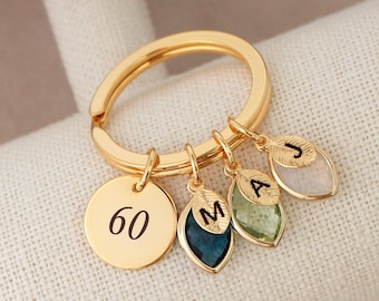 60th Birthday gifts for women, 60th Birthday keychain, Personalized 60th Birthday Gift Idea, 60th Birthstone keychain, 60th Birthday charm