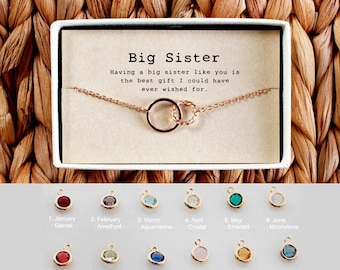 Big Sister Bracelet, Big Sis  Birthday gift, Sister christmas gift , Sister Birthstone Bracelet , Family jewelry • 04-Br-Big Sister