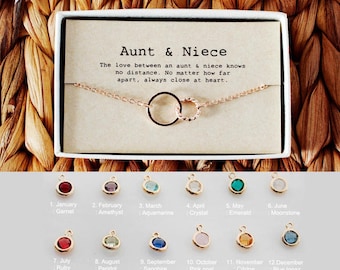 Aunt Niece Bracelet, Aunt Niece Gift, Aunt Niece Jewelry, Birthstone Bracelet for Aunt, Tia Bracelet • 04-Br-Aunt & Niece