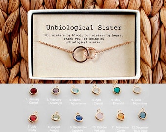 Unbiological sister Necklace - Birthstone Necklace -  Unbiological sister Gift - 04-Ne-Unbiological sister