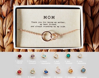 Mom Necklace • Mom's Birthstone Necklace • Mother's Day Gift • Personalized Necklace For Mom • birthstone necklace for mom • 04-Ne-MOM