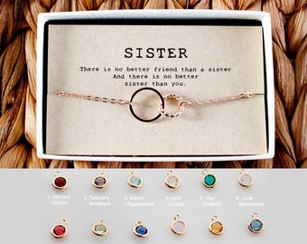 Sister Necklace, Sister birthday gift, Sister christmas gift , Sister birthstone necklace • 04-Ne-Sister