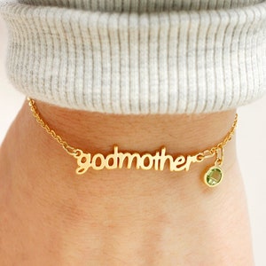 godmother bracelet, godmother proposal, godmother gift from goddaughter, Birthstone bracelet for godmother, Mother's Day Gift for godmother