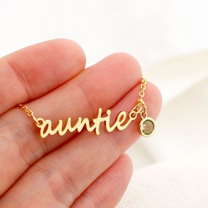 auntie necklace • Birthstone Necklace for aunt • Mother's Day Gift for aunt