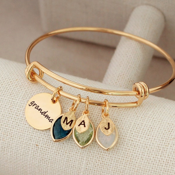 grandma bracelet with birthstones Grandmothers Birthstone Bangle Grandma Jewelry Grandmother Gift Family Birthstones bracelet, grandma