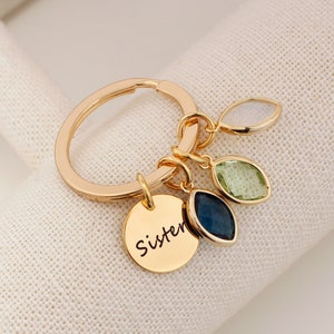 Sister keychain with Birthstone - keychain for Sister - Sister Gifts - Big Sister Gift - Little Sister Gift - Middle Sister Gift
