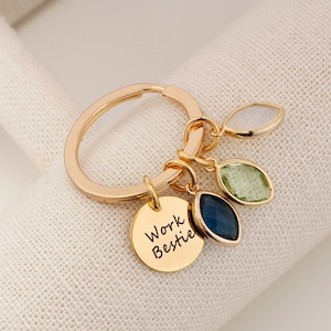 Coworker Gifts - Work Bestie keychain with Birthstone - keychain for Coworker - Gift for Coworker - Chance Made Us Coworkers