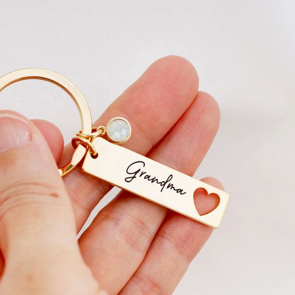 Grandma keychain with Birthstone keychain for grandma Birthday gift grandma gift personalized mothers day gift