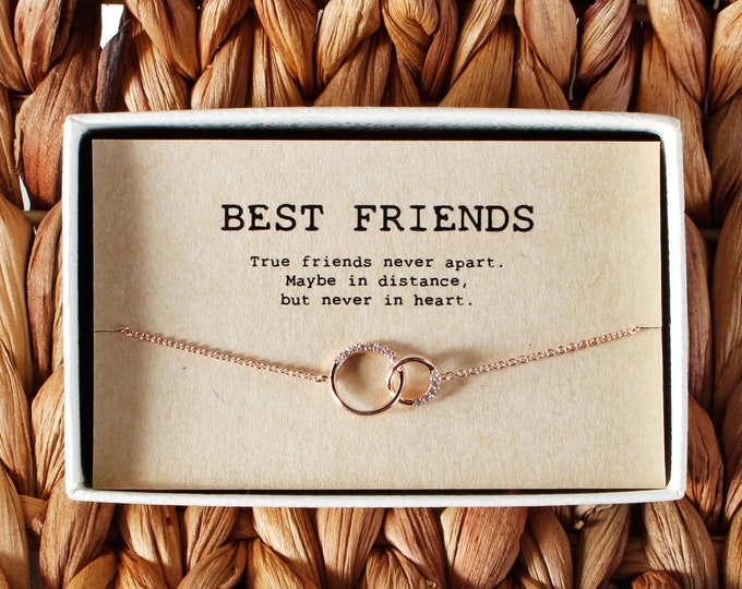 Best friend Bracelet • BFF Gift • Best Friend Jewelry • Friends Forever • 2 Interlocking Circles Bracelet • 01-Br-BEST FRIENDS